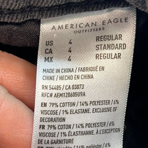 American Eagle Womens Skinny Jeans Size 4 Gray Black Denim Ankle High Rise - Picture 4 of 11